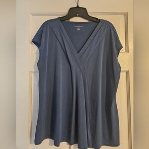 Pleated V-neck Blouse